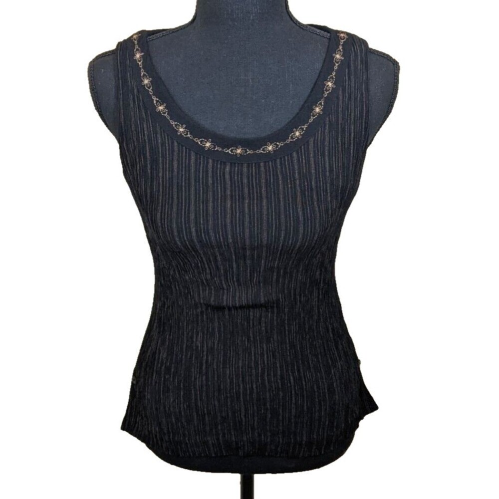 Vintage Norton McNaughton Top Sleeveless Y2K Embroidered Size Small